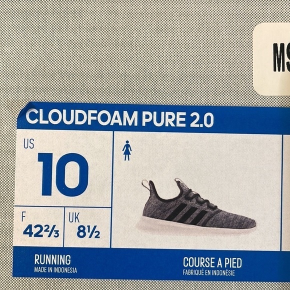 Adidas Cloudfoam Pure 2.0 sneaker running course a pied black gray New size 10 - Picture 5 of 11